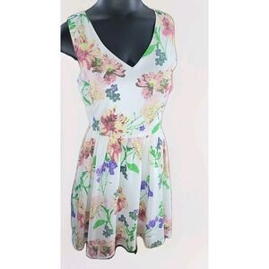 Floral Sleeveless Midi Sun Dress Size 2 Fit Flare Easter Coquette Spring Chiffon